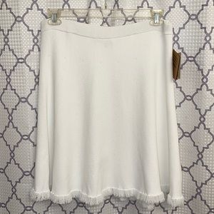 Rachel Roy white knit frayed hem skirt, size xl
